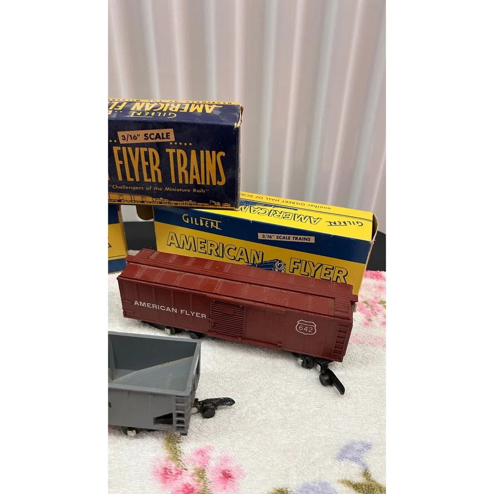 Vintage American Flyer S Scale Train Car Lot 638 640 642 AC Gilbert w Boxes